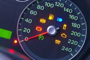 Jack Stoldt Auto Service Center—A car's dashboard lights, signifying the need for professional service in Springfield, IL.