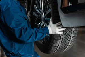 Jack Stoldt Auto Services—A mechanic checks a vehicle’s tires for balance and alignment at a shop in Springfield, IL